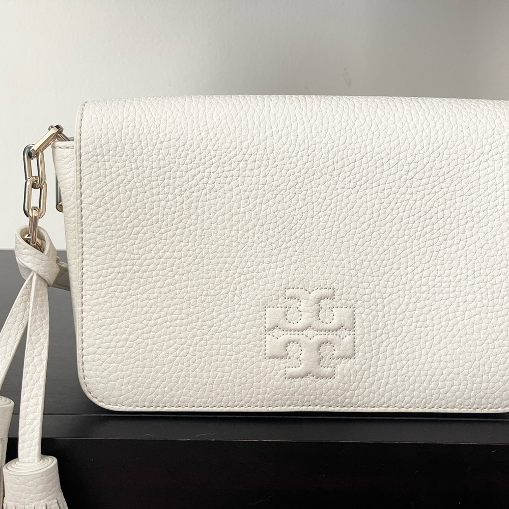 Tory Burch Thea White Leather Crossbody Bag